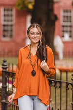 Walnut Collared Dolman Placket Blouse