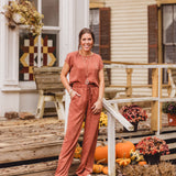 Rust Velvet Satin Top