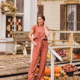 Camel Velvet Satin Wide Leg Pant