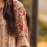 Rust Geometric Embroidered Top