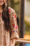 Rust Geometric Embroidered Top