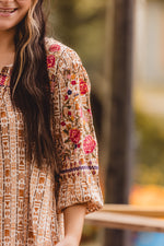 Rust Geometric Embroidered Top