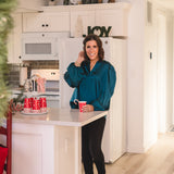 Dark Teal Satin Blouse with Bubble Sleeve