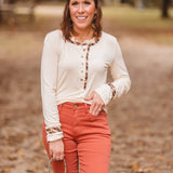 Cream Adorned L/S with Buttons