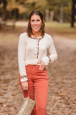 Cream Adorned L/S with Buttons