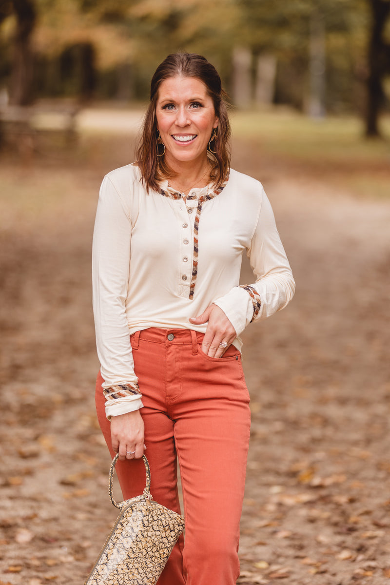 Cream Adorned L/S with Buttons