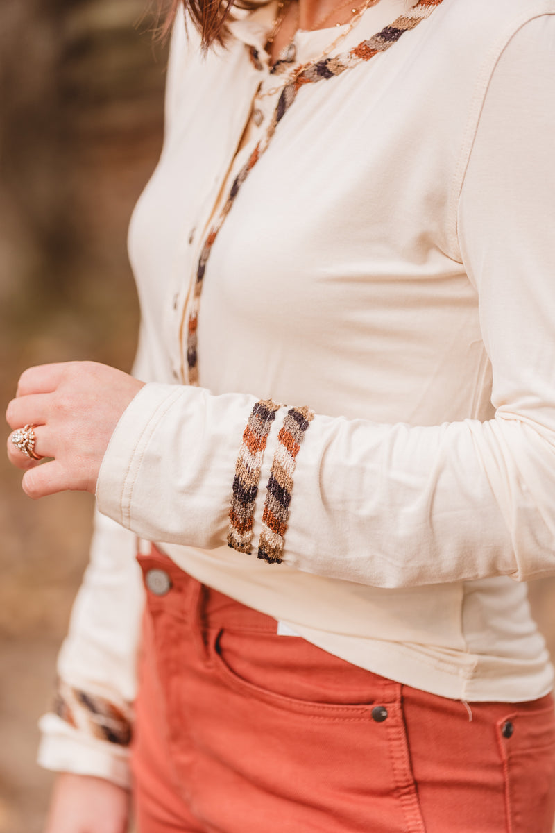 Cream Adorned L/S with Buttons