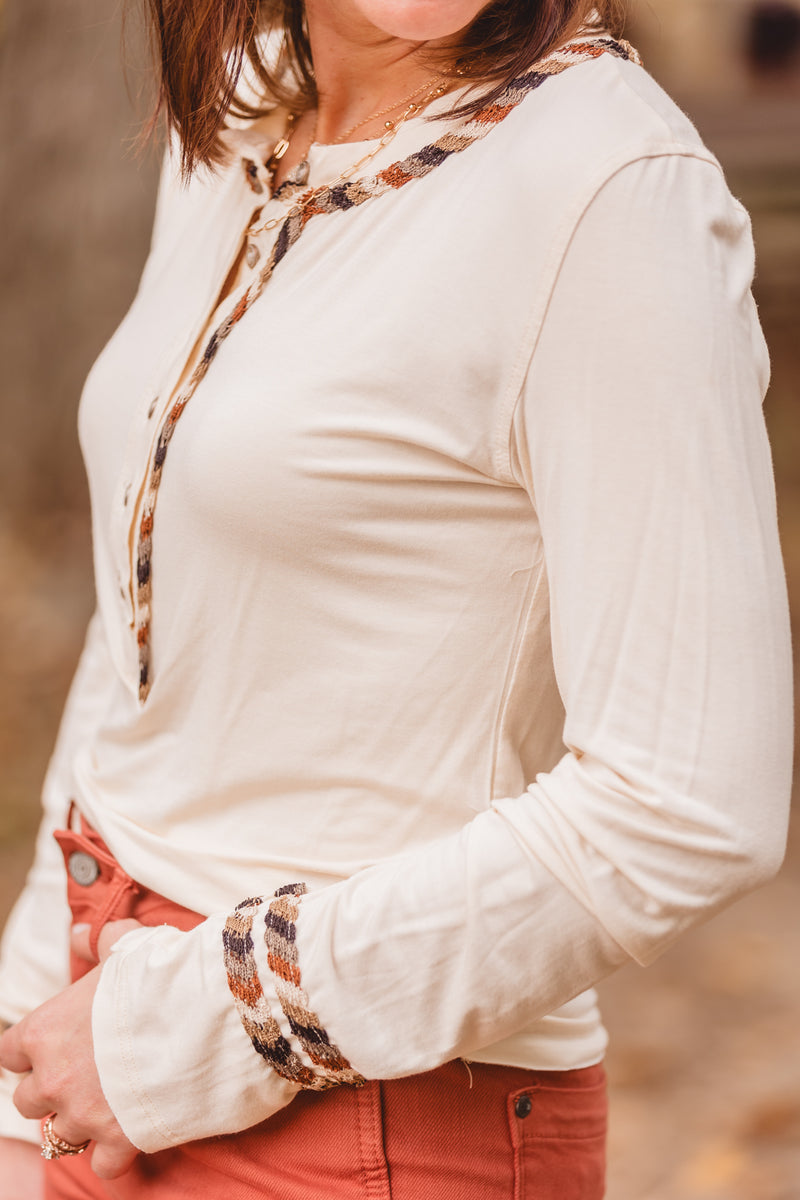 Cream Adorned L/S with Buttons
