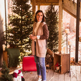 Taupe + Brown Colorblock Cardigan