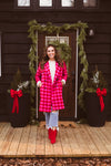 Pink + Red Textured Knit Tweed 2 Tone Jacket