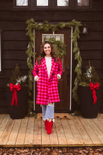 Pink + Red Textured Knit Tweed 2 Tone Jacket