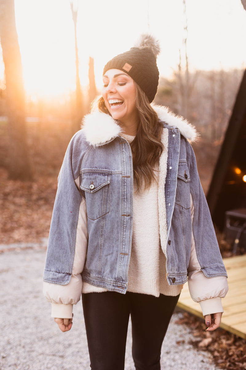 Black Knit Pom Hat