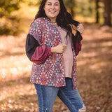 Burgundy + Teal Charcoal Mix Aztec Cardigan