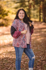 Burgundy + Teal Charcoal Mix Aztec Cardigan