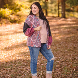 Burgundy + Teal Charcoal Mix Aztec Cardigan
