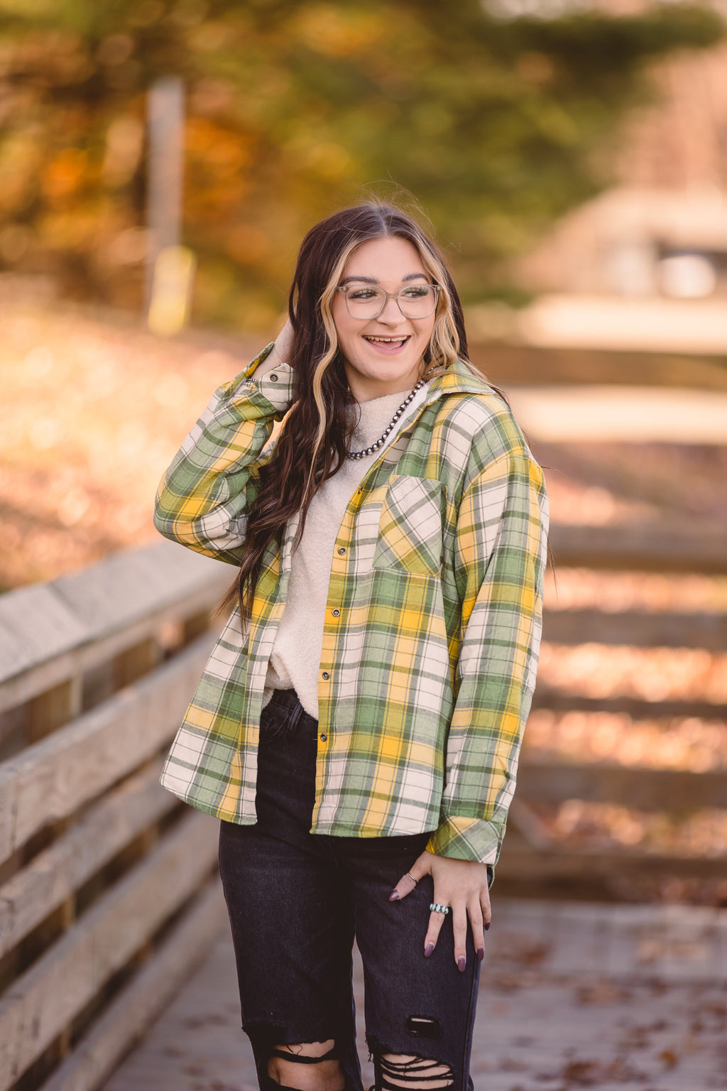 Green + Yellow Fuzzy Super Soft Shacket