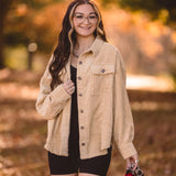 Cream Wide Corduroy Comfy Shacket