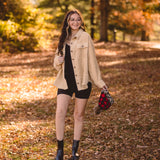 Cream Wide Corduroy Comfy Shacket