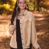 Cream Wide Corduroy Comfy Shacket