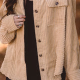 Cream Wide Corduroy Comfy Shacket