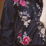 Charcoal Embroidered 1/4 Button L/S