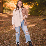 Mocha + Cream Half & Half Mini Corduroy Shacket