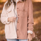 Mocha + Cream Half & Half Mini Corduroy Shacket