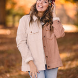 Mocha + Cream Half & Half Mini Corduroy Shacket