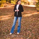 Black Thin Corduroy Blazer Jacket