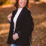 Black Thin Corduroy Blazer Jacket