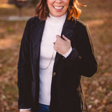 Black Thin Corduroy Blazer Jacket