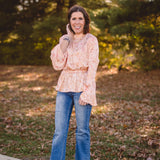 Champagne Blouse with Mix Print