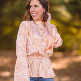 Champagne Blouse with Mix Print