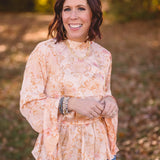 Champagne Blouse with Mix Print