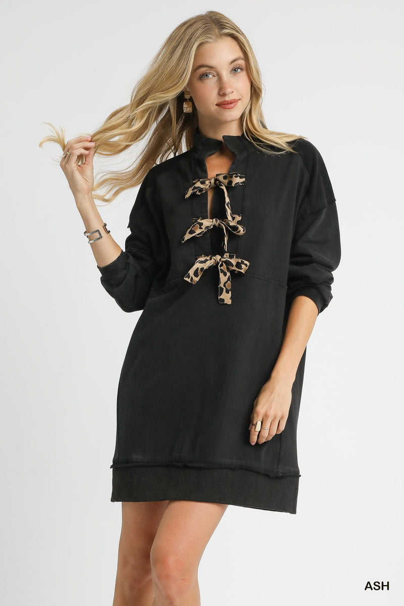 Ash Mineral Wash Leo Tie Dress