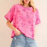 Bubble Pink Western Print Tee