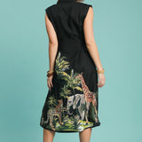 Black Safari Button Front Dress