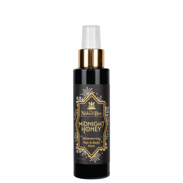 Hair and body mist with shimmer.
