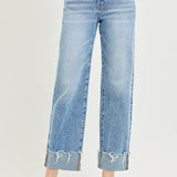 Crop Boyfriend Cuffed Denim | Light Wash, High Rise