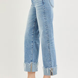 Crop Boyfriend Cuffed Denim | Light Wash, High Rise