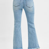 Crop Bootcut Fray Light Wash Denim | High Rise