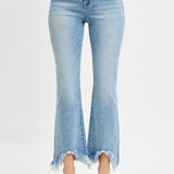 Crop Bootcut Fray Light Wash Denim | High Rise