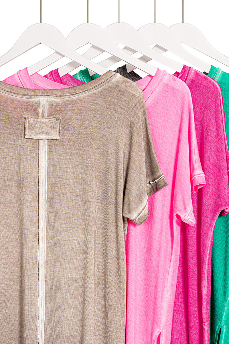 Washed Raglan V Neck Tee