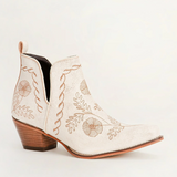 Southwest Floral Stitch Distressed Leather Bootie