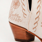 Southwest Floral Stitch Distressed Leather Bootie