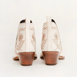 Southwest Floral Stitch Distressed Leather Bootie