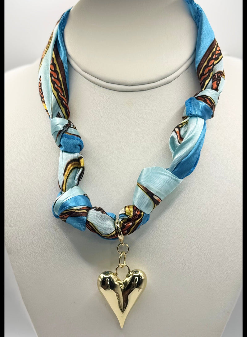 Puff Heart Scarf Necklace