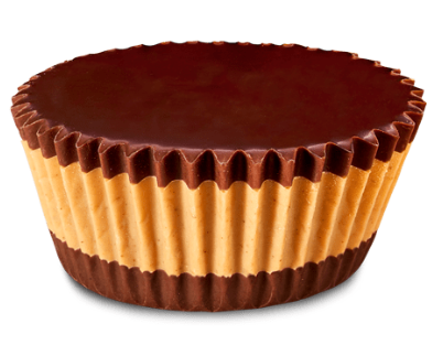 Single 34 gram peanut butter cup with milk chocolate