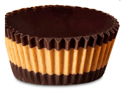 One 34 gram dark chocolate and peanut butter cup.