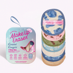 Set of 7 Makeup Eraser pads in neutral blues, greens and pinks with a western, beachy theme.